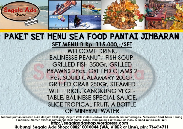 Paket B Set Menu Dinner Sea Food  Jimbaran Murah