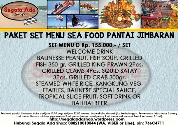 Paket D Set Menu Dinner Sea Food  Jimbaran Murah